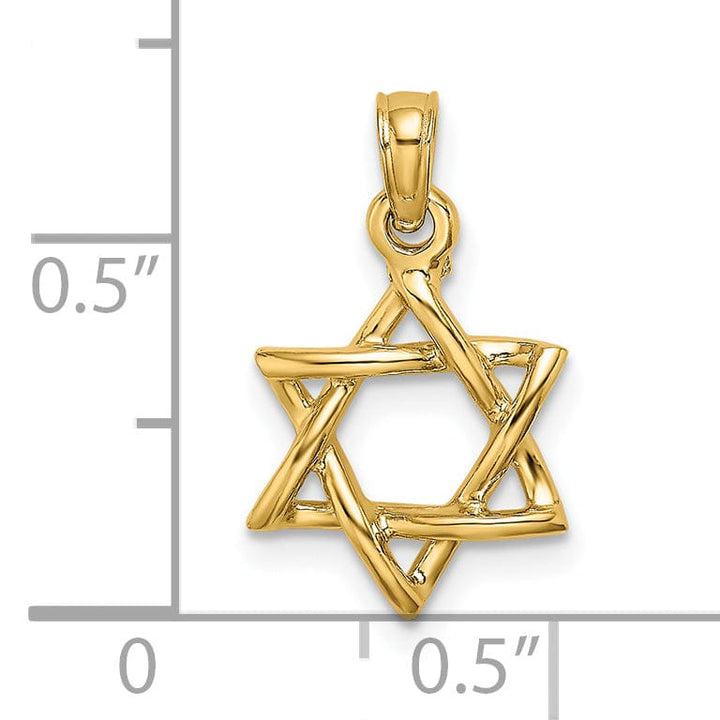 Lovely Rita's Pendants & Charms 14k Yellow Gold Polished Finish 3-D Star of David Charm Pendant