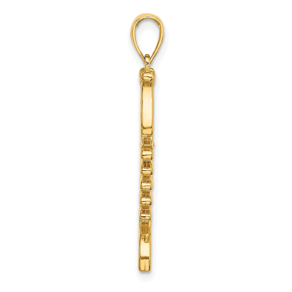 Lovely Rita's Pendants & Charms 14k Yellow Gold Polished Finish 3-D with Green Enamel Fish Bone Design Charm