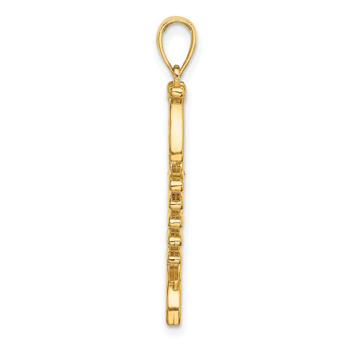 Lovely Rita's Pendants & Charms 14k Yellow Gold Polished Finish 3-D with Green Enamel Fish Bone Design Charm