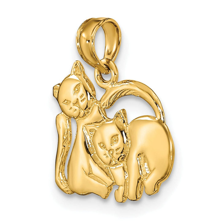 Lovely Rita's Pendants & Charms 14k Yellow Gold Polished Finish 3-Dimensional 2-Kitten Cats Design Charm Pendant