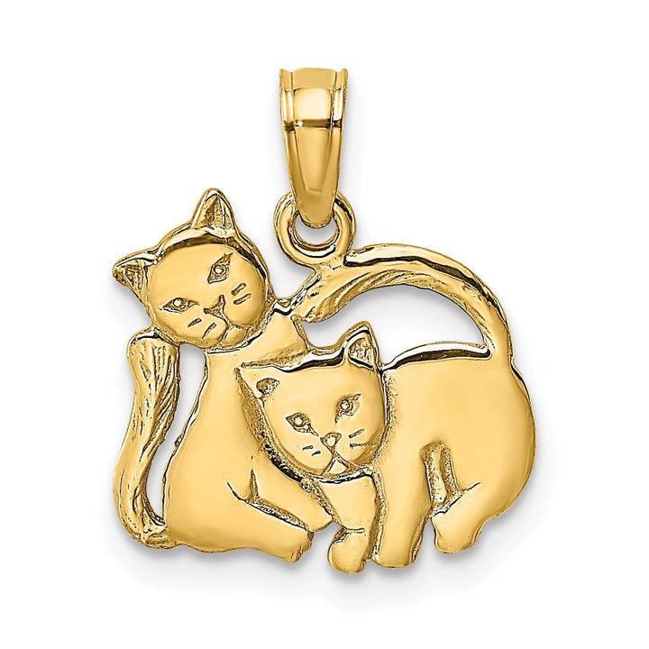 Lovely Rita's Pendants & Charms 14k Yellow Gold Polished Finish 3-Dimensional 2-Kitten Cats Design Charm Pendant
