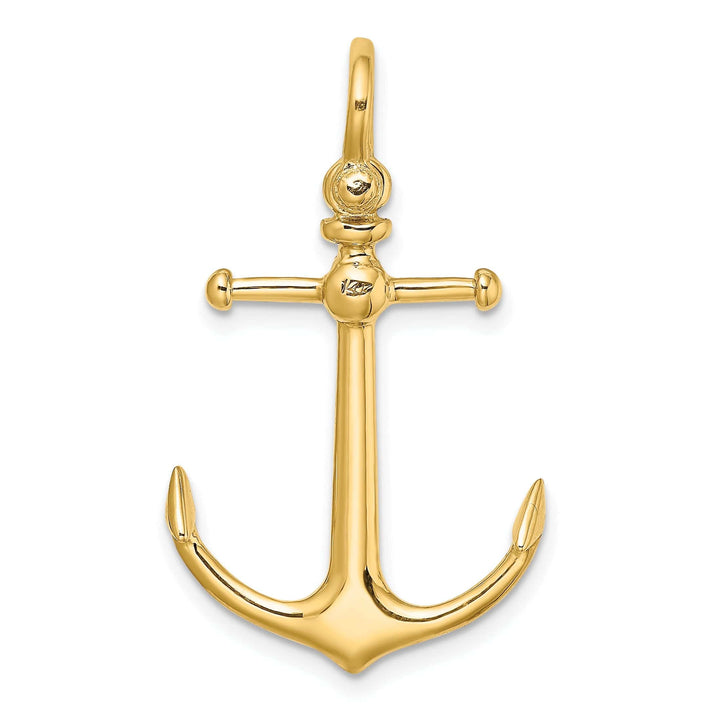 Lovely Rita's Pendants & Charms 14K Yellow Gold Polished Finish 3-Dimensional Anchor with Shackle Bail Charm Pendant