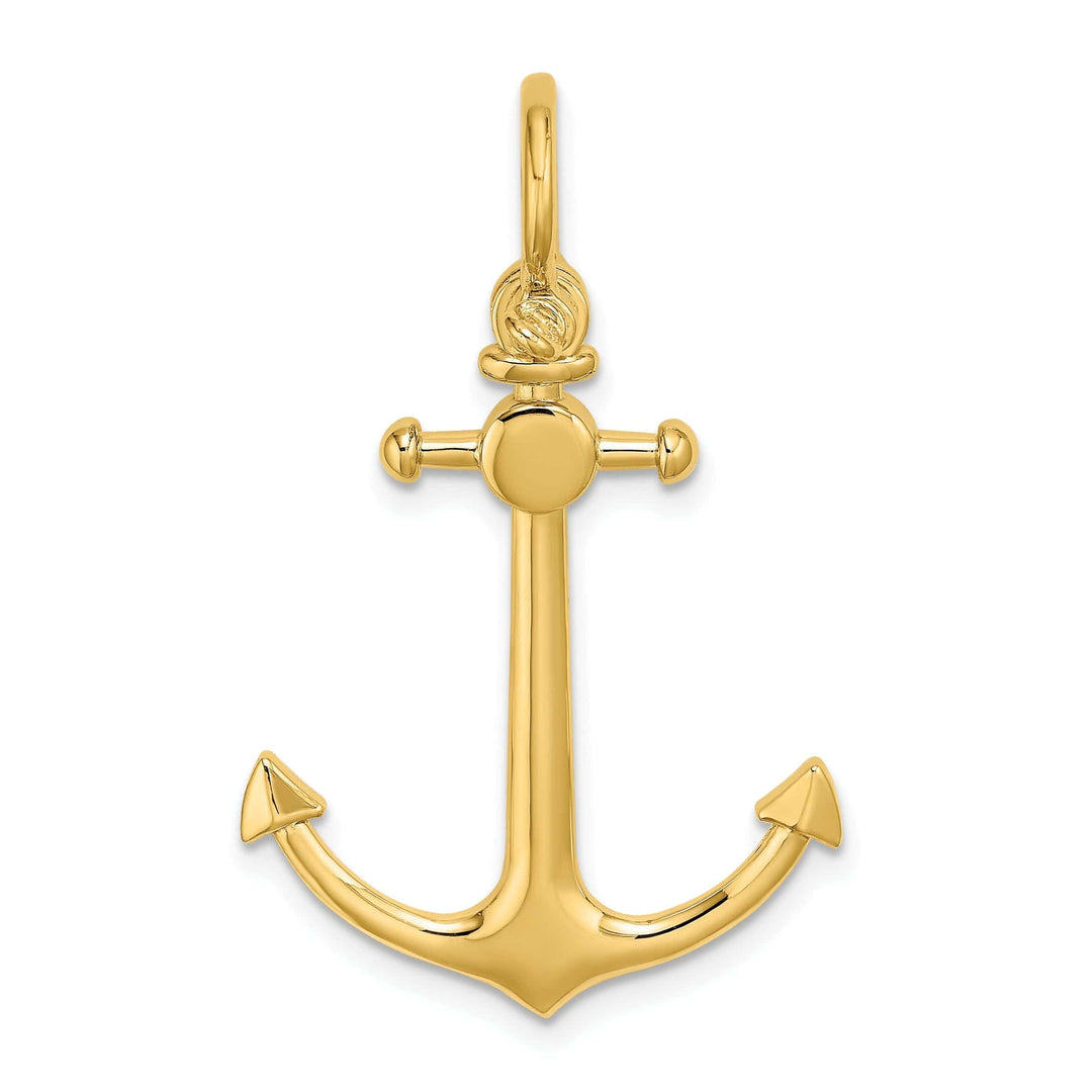 Lovely Rita's Pendants & Charms 14K Yellow Gold Polished Finish 3-Dimensional Anchor with Shackle Bail Charm Pendant