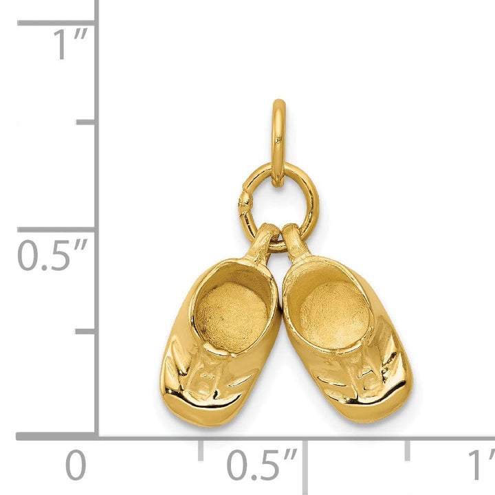 Lovely Rita's Pendants & Charms 14k Yellow Gold Polished Finish 3 Dimensional Baby Shoes Charm Pendant.