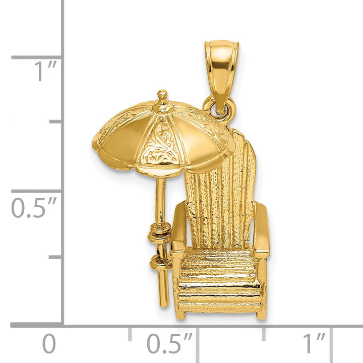 Lovely Rita's Pendants & Charms 14K Yellow Gold Polished Finish 3-Dimensional Beach Chair with Umbrella Charm Pendant
