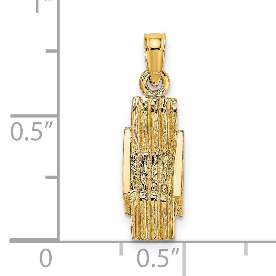 Lovely Rita's Pendants & Charms 14K Yellow Gold Polished Finish 3-Dimensional Beach Lounge Chair Charm Pendant