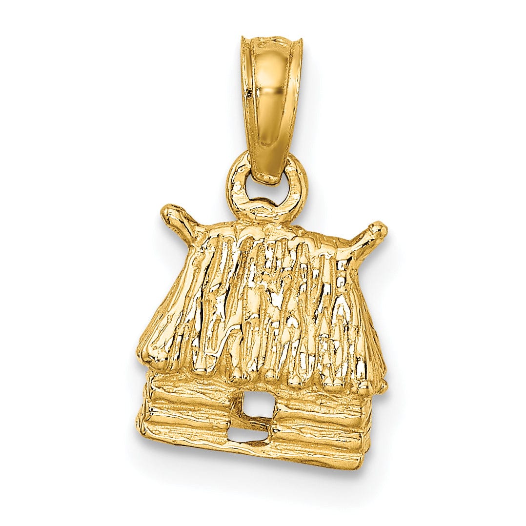 Lovely Rita's Pendants & Charms 14K Yellow Gold Polished Finish 3-Dimensional Bungalow Island Hut Charm Pendant