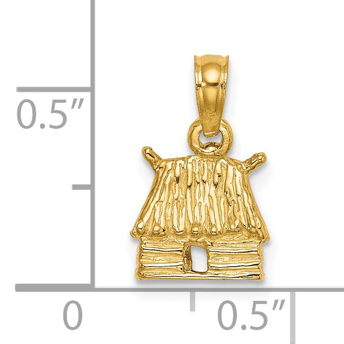 Lovely Rita's Pendants & Charms 14K Yellow Gold Polished Finish 3-Dimensional Bungalow Island Hut Charm Pendant