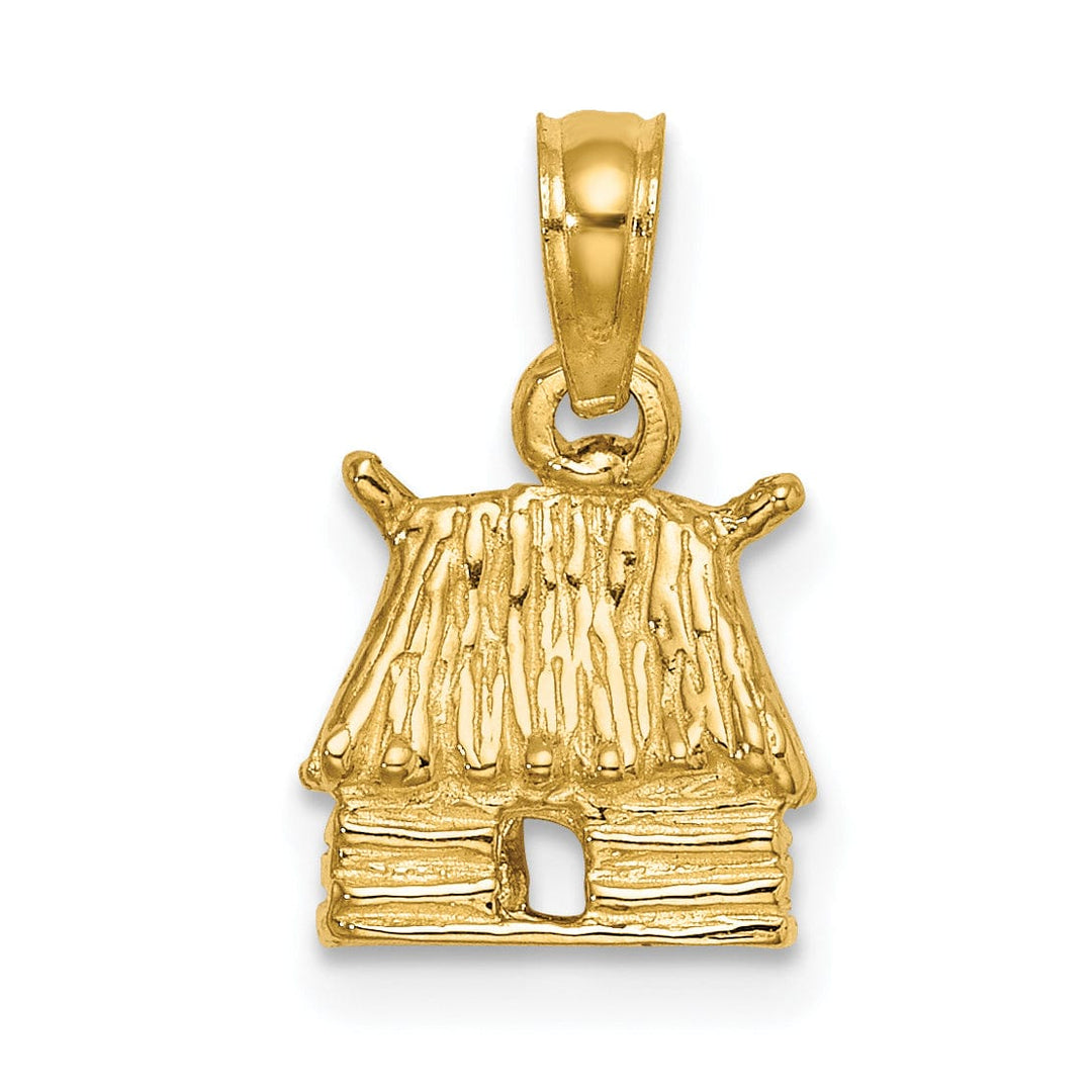 Lovely Rita's Pendants & Charms 14K Yellow Gold Polished Finish 3-Dimensional Bungalow Island Hut Charm Pendant