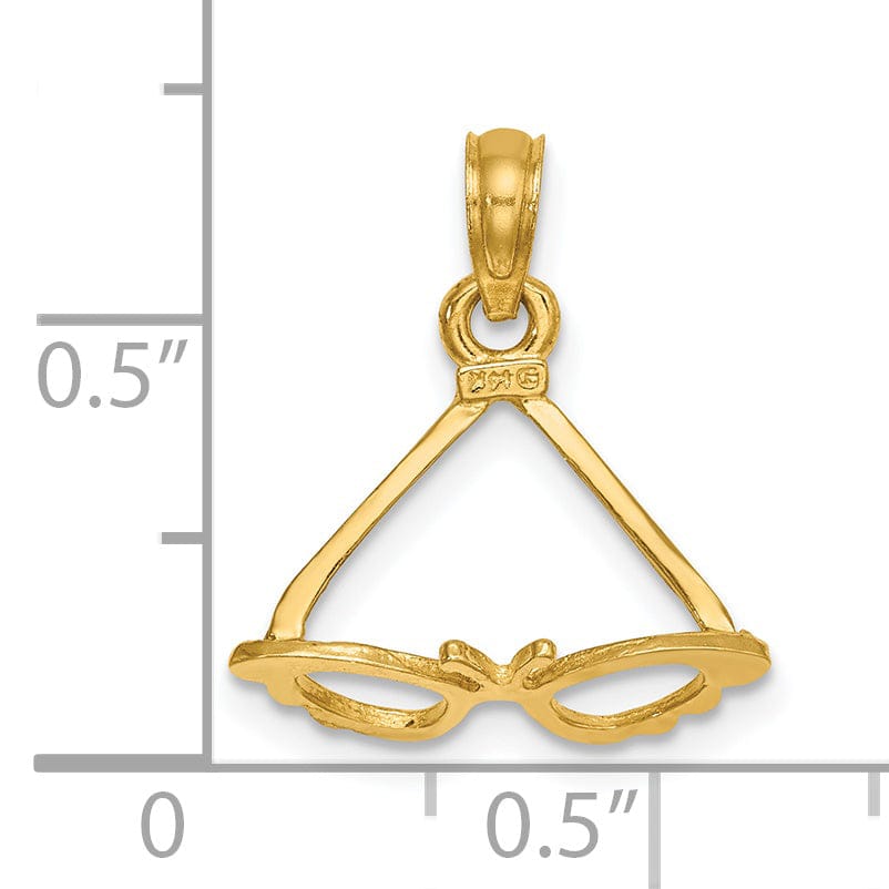 Lovely Rita's Pendants & Charms 14K Yellow Gold Polished Finish 3-Dimensional Butterfly Design Sunglasses Charm Pendant