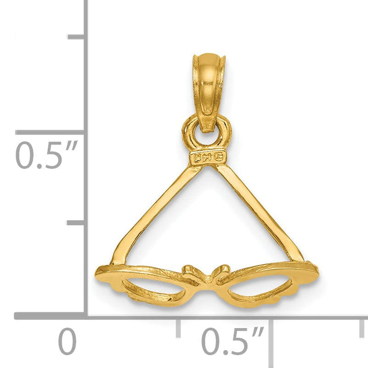 Lovely Rita's Pendants & Charms 14K Yellow Gold Polished Finish 3-Dimensional Butterfly Design Sunglasses Charm Pendant