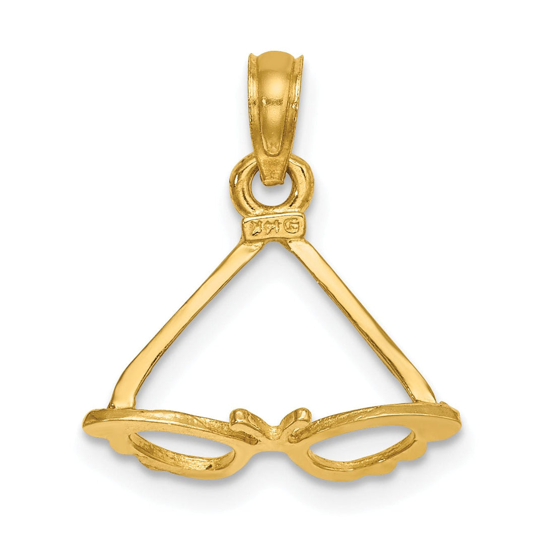 Lovely Rita's Pendants & Charms 14K Yellow Gold Polished Finish 3-Dimensional Butterfly Design Sunglasses Charm Pendant