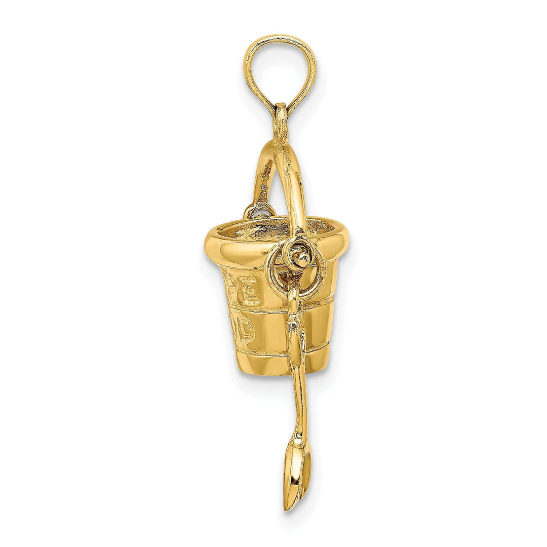 Lovely Rita's Pendants & Charms 14K Yellow Gold Polished Finish 3-Dimensional CAPE COD Bucket with Shovel Moveable Charm Pendant