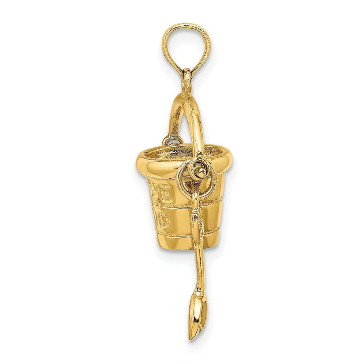 Lovely Rita's Pendants & Charms 14K Yellow Gold Polished Finish 3-Dimensional CAPE COD Bucket with Shovel Moveable Charm Pendant