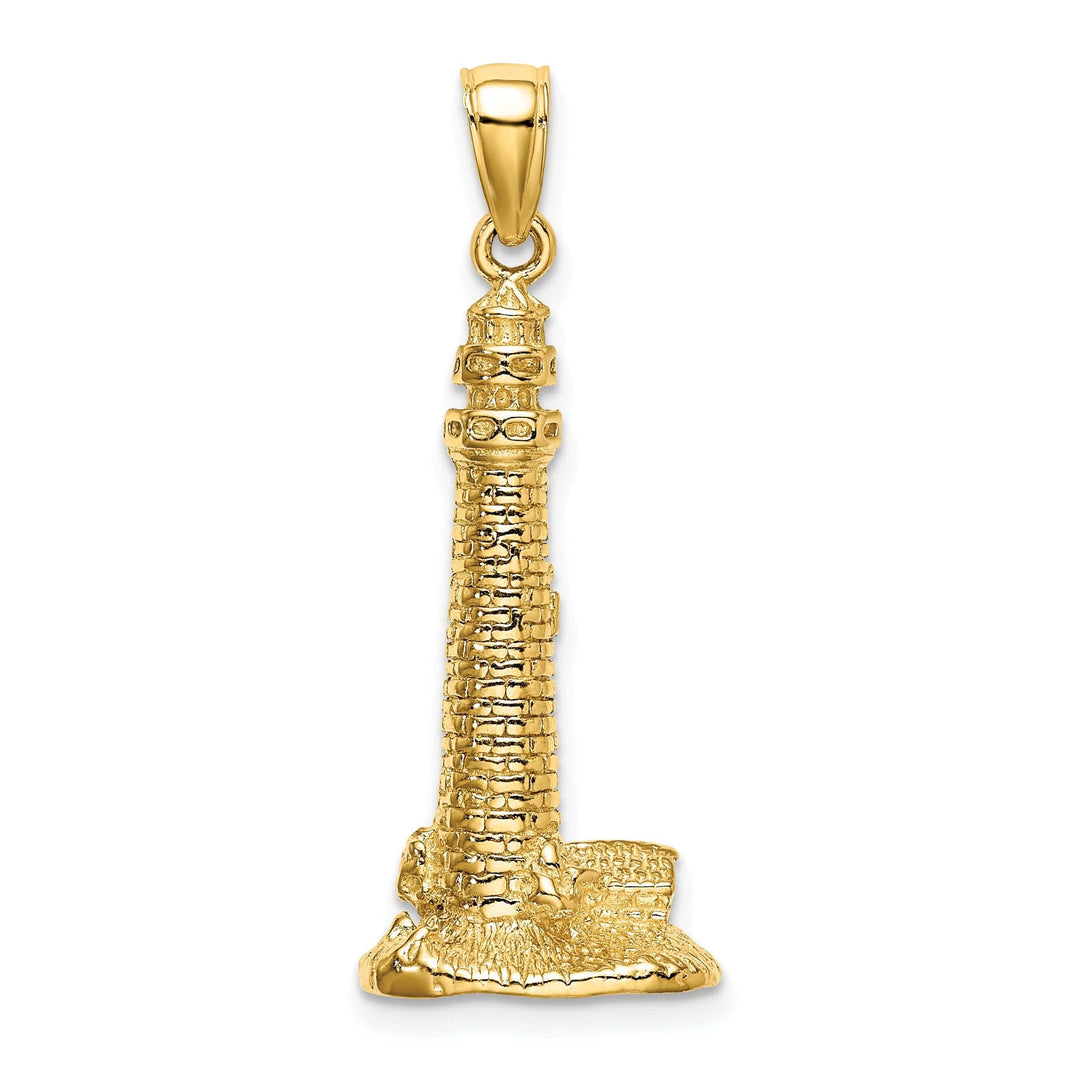 Lovely Rita's Pendants & Charms 14K Yellow Gold Polished Finish 3-Dimensional CAPE MAY Lighthouse Charm Pendant