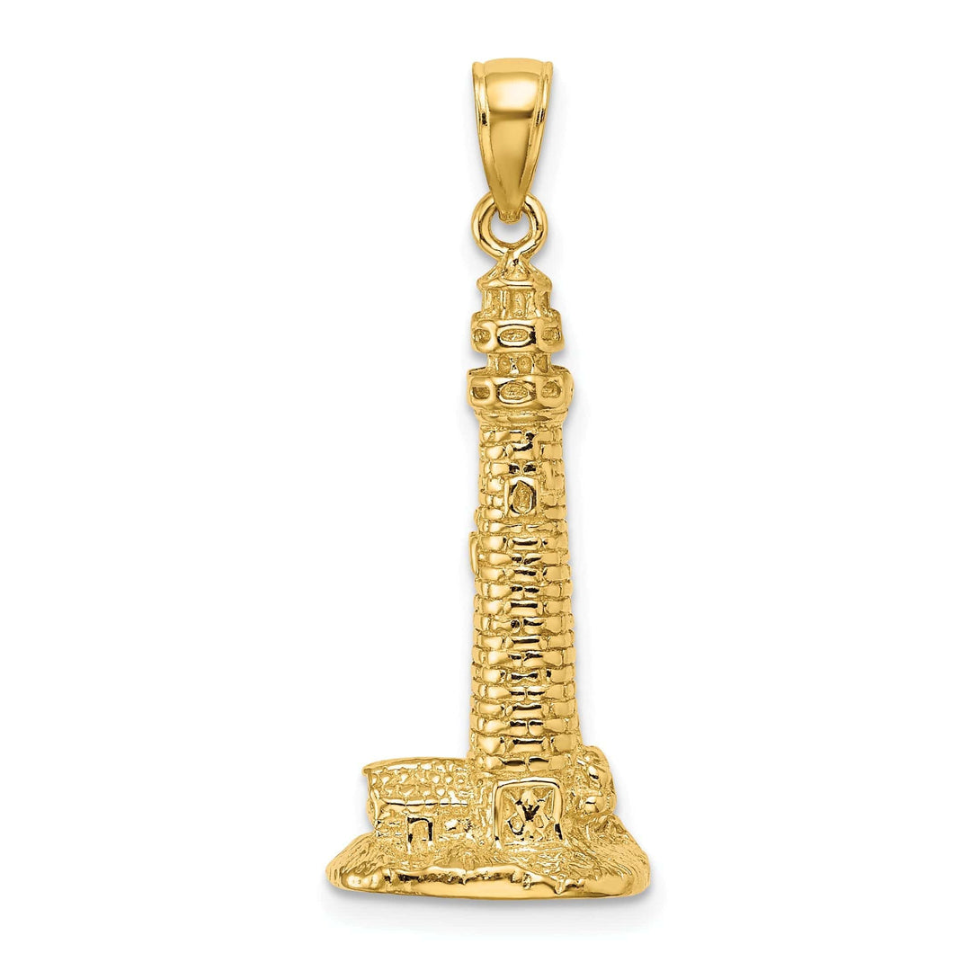 Lovely Rita's Pendants & Charms 14K Yellow Gold Polished Finish 3-Dimensional CAPE MAY Lighthouse Charm Pendant