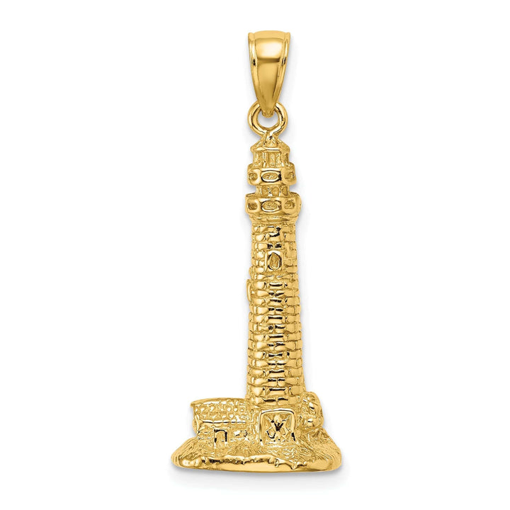 Lovely Rita's Pendants & Charms 14K Yellow Gold Polished Finish 3-Dimensional CAPE MAY Lighthouse Charm Pendant