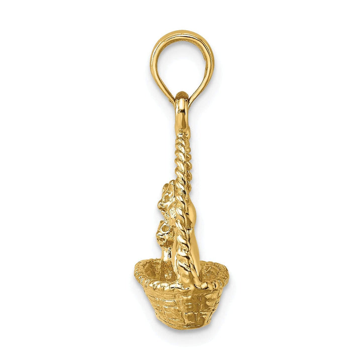 Lovely Rita's Pendants & Charms 14K Yellow Gold Polished Finish 3-Dimensional Cats Inside Of a Basket Design Charm Pendant