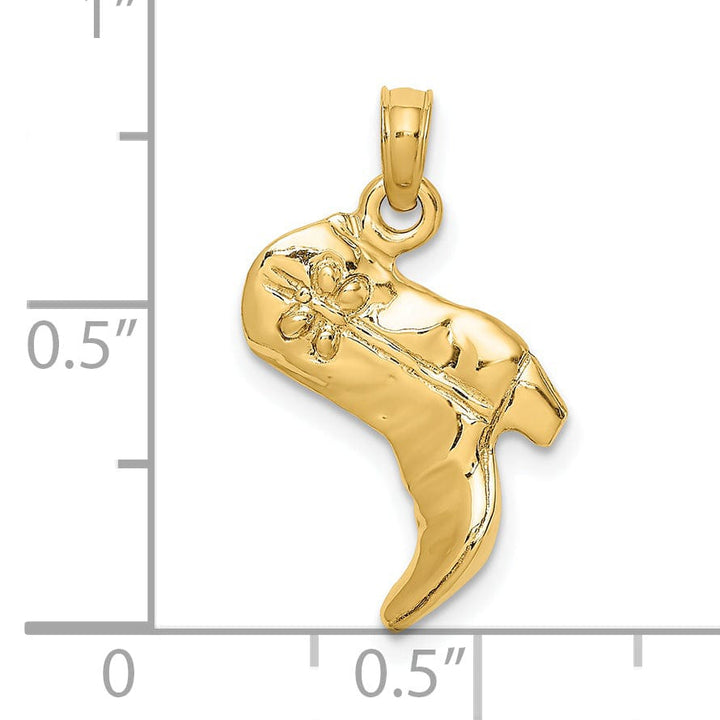 Lovely Rita's Pendants & Charms 14K Yellow Gold Polished Finish 3-Dimensional Cowboy Boot Charm