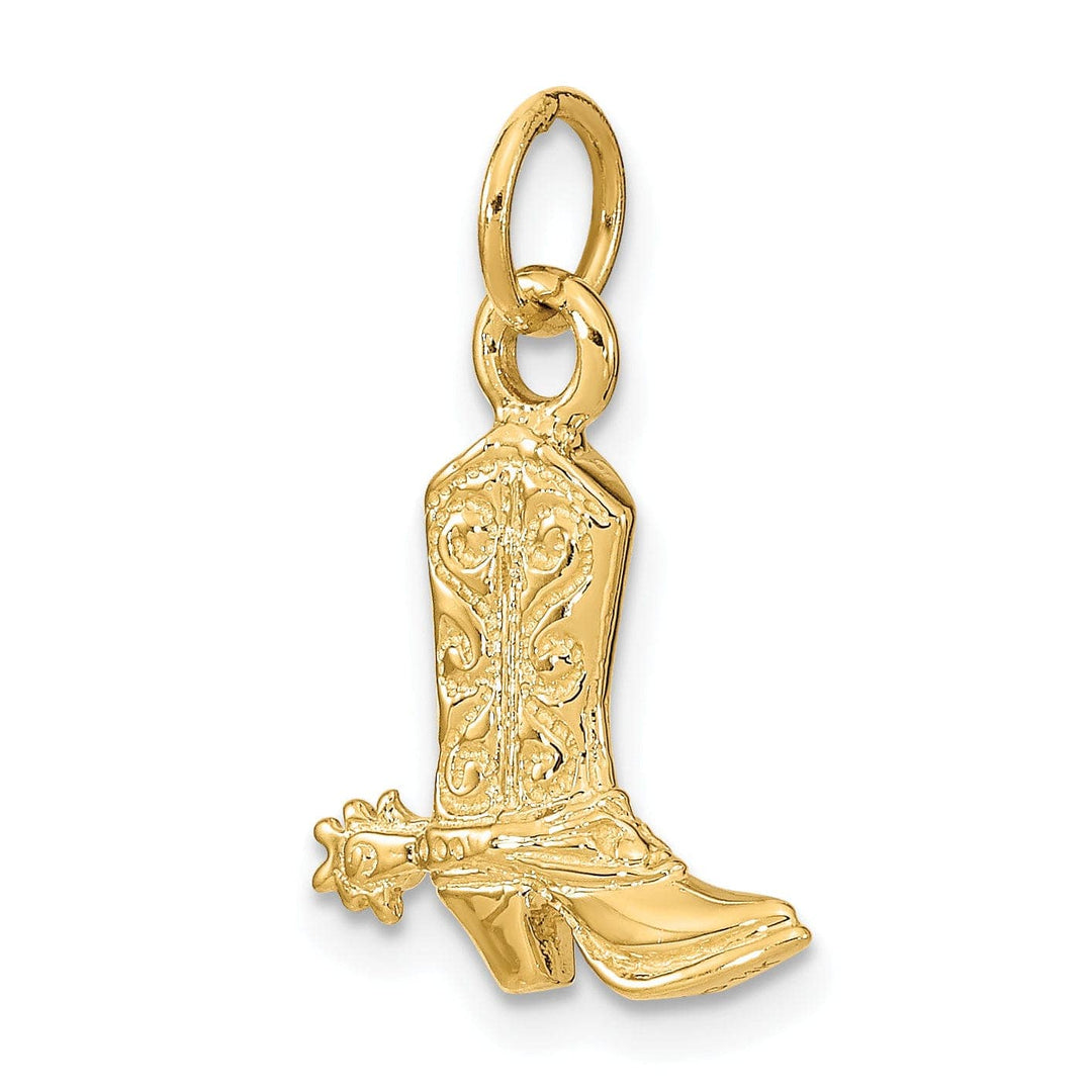 Lovely Rita's Pendants & Charms 14k Yellow Gold Polished Finish 3-Dimensional Cowboy Boot with Spurs Charm Pendant