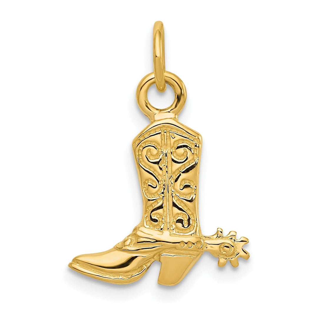 Lovely Rita's Pendants & Charms 14k Yellow Gold Polished Finish 3-Dimensional Cowboy Boot with Spurs Charm Pendant