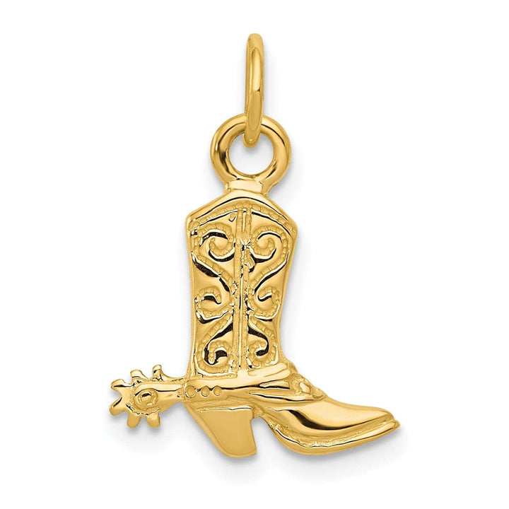 Lovely Rita's Pendants & Charms 14k Yellow Gold Polished Finish 3-Dimensional Cowboy Boot with Spurs Charm Pendant