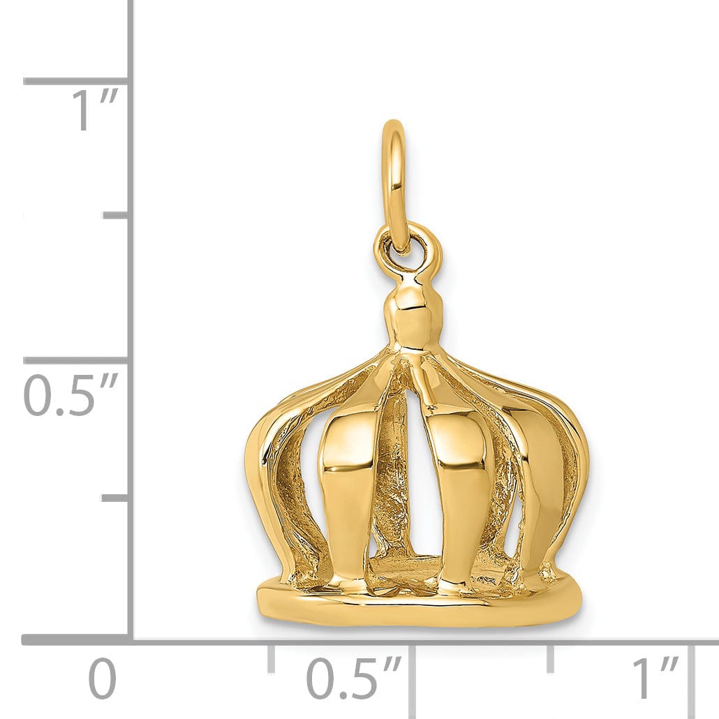 Lovely Rita's Pendants & Charms 14k Yellow Gold Polished Finish 3-Dimensional Crown Design Charm Pendant