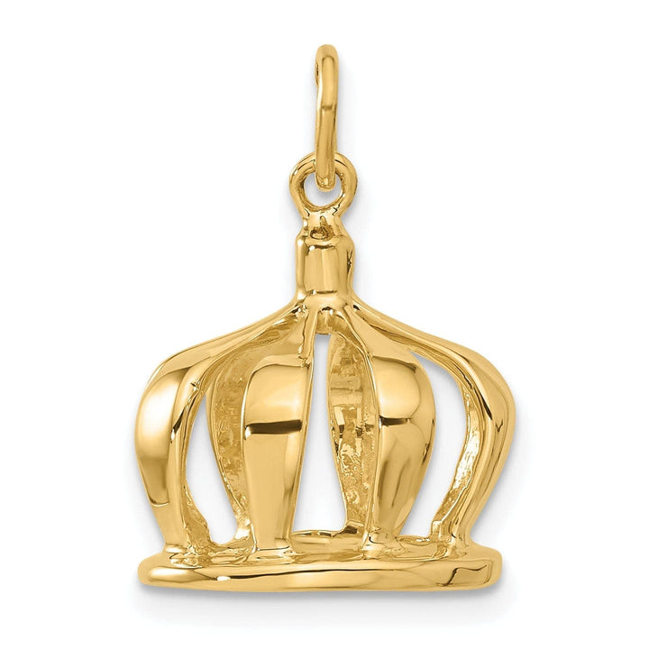 Lovely Rita's Pendants & Charms 14k Yellow Gold Polished Finish 3-Dimensional Crown Design Charm Pendant