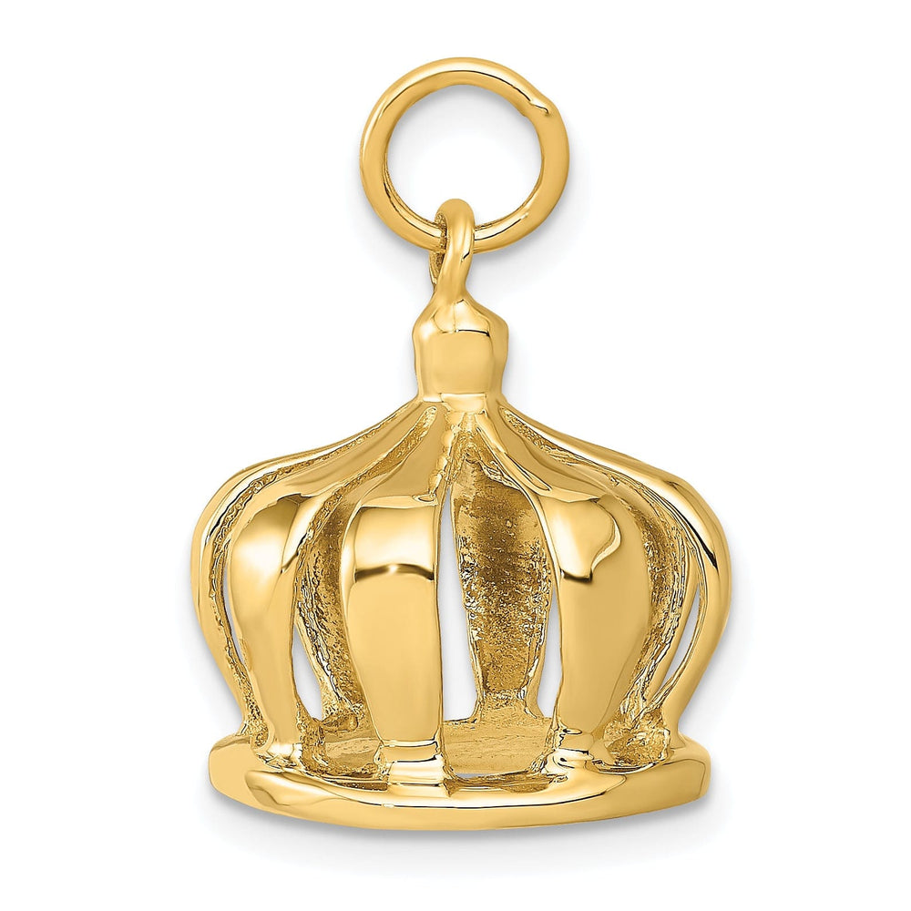 Lovely Rita's Pendants & Charms 14k Yellow Gold Polished Finish 3-Dimensional Crown Design Charm Pendant
