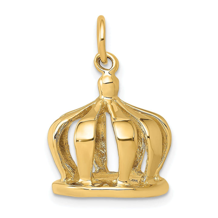 Lovely Rita's Pendants & Charms 14k Yellow Gold Polished Finish 3-Dimensional Crown Design Charm Pendant
