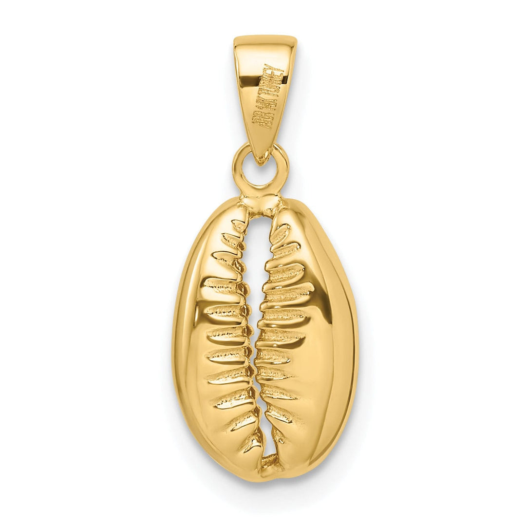 Lovely Rita's Pendants & Charms 14k Yellow Gold Polished Finish 3-Dimensional Crowrie Shell Charm Pendant