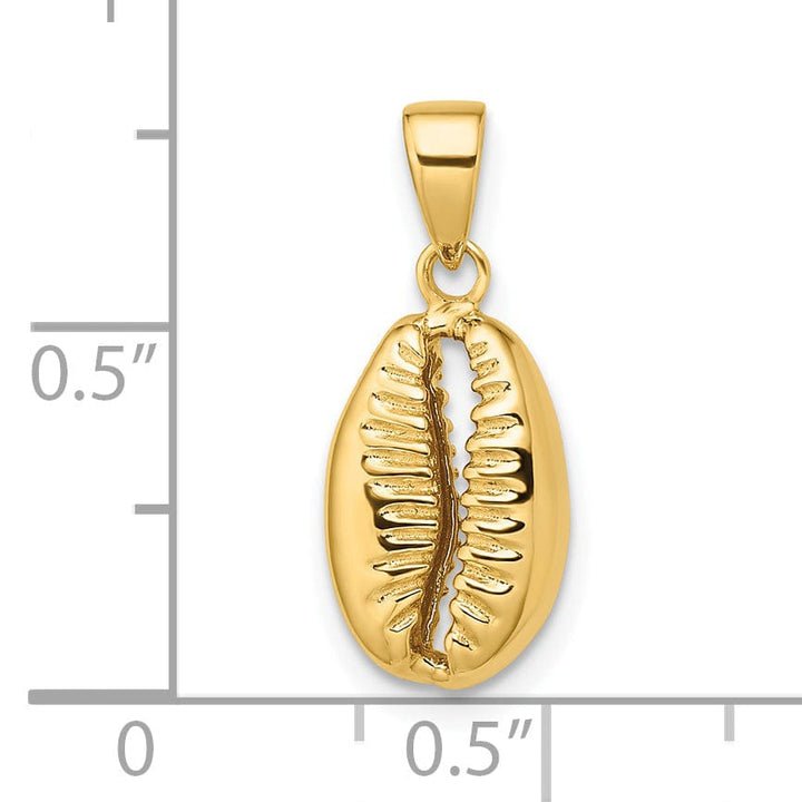Lovely Rita's Pendants & Charms 14k Yellow Gold Polished Finish 3-Dimensional Crowrie Shell Charm Pendant