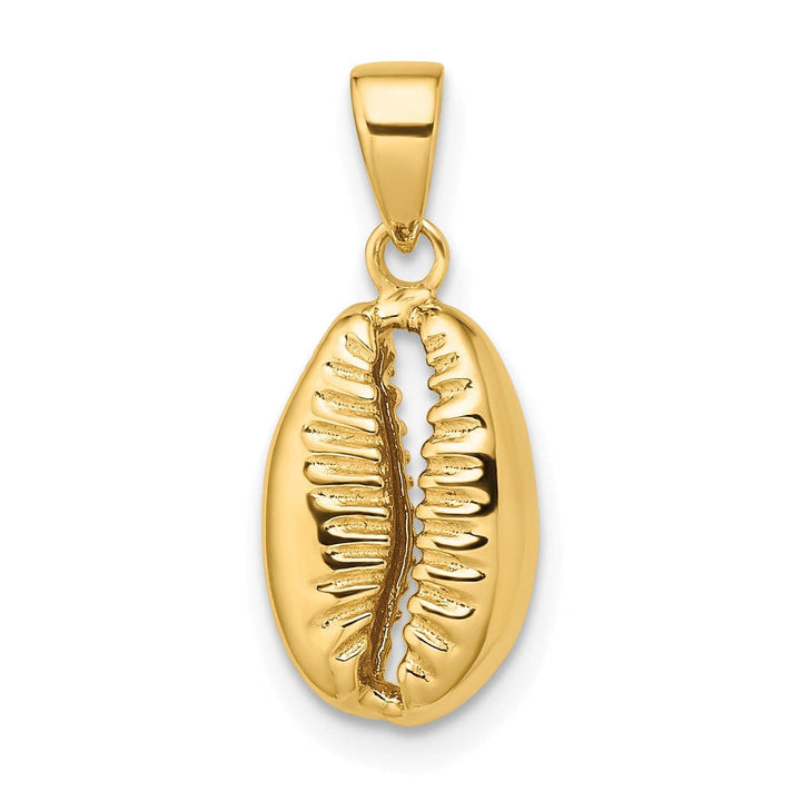 Lovely Rita's Pendants & Charms 14k Yellow Gold Polished Finish 3-Dimensional Crowrie Shell Charm Pendant