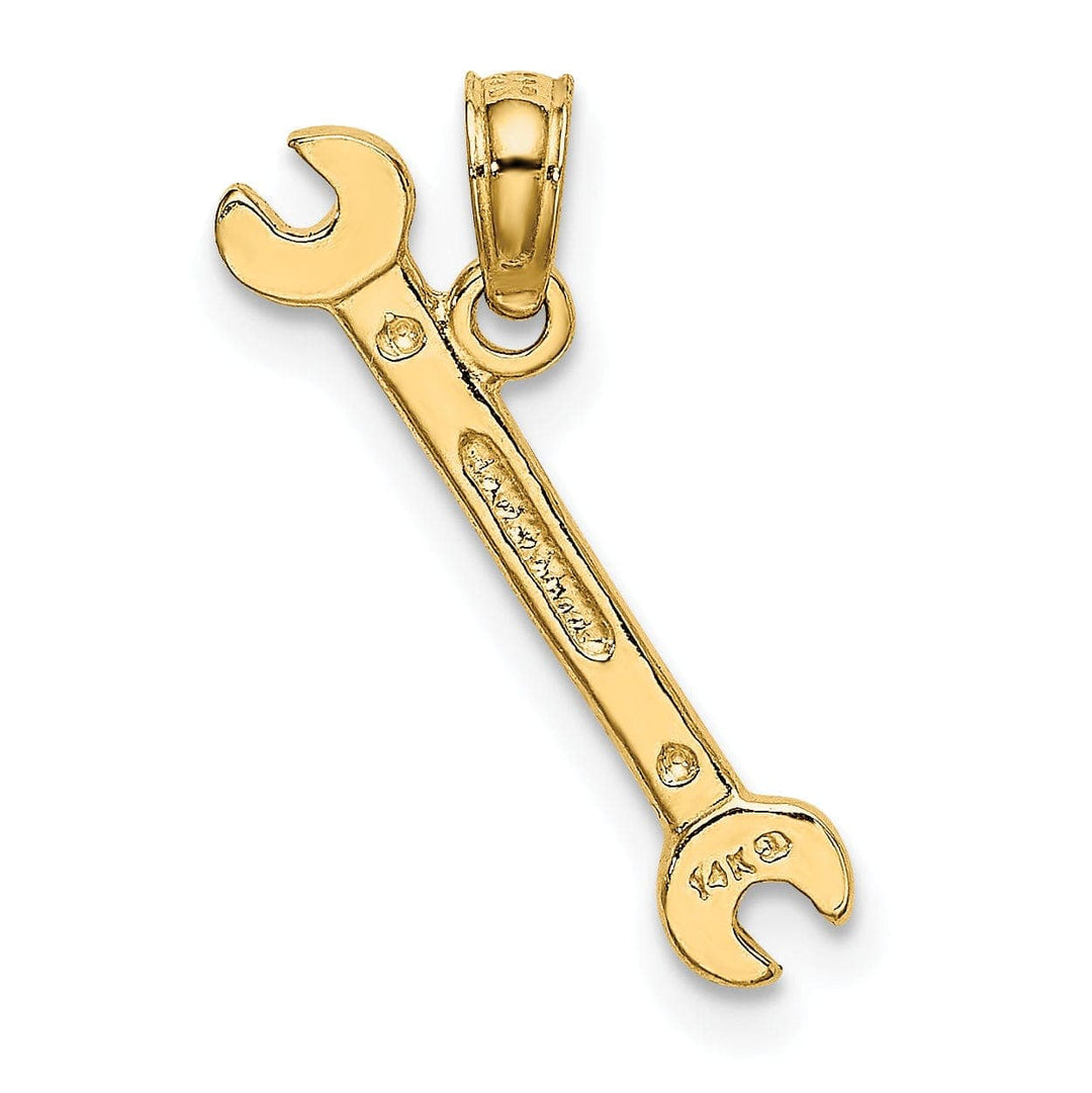 Lovely Rita's Pendants & Charms 14K Yellow Gold Polished Finish 3-Dimensional Double Open-Ended Wrench Charm Pendant