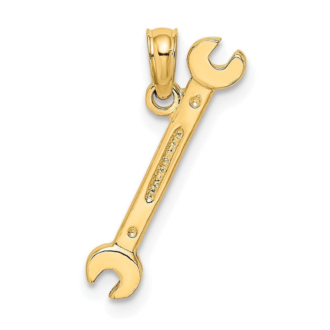 Lovely Rita's Pendants & Charms 14K Yellow Gold Polished Finish 3-Dimensional Double Open-Ended Wrench Charm Pendant