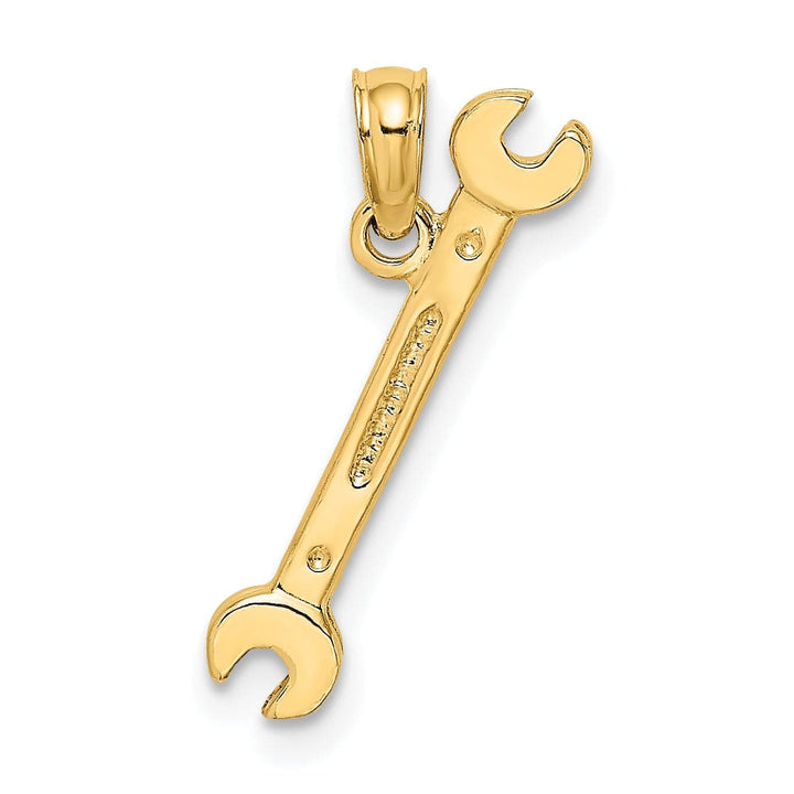 Lovely Rita's Pendants & Charms 14K Yellow Gold Polished Finish 3-Dimensional Double Open-Ended Wrench Charm Pendant