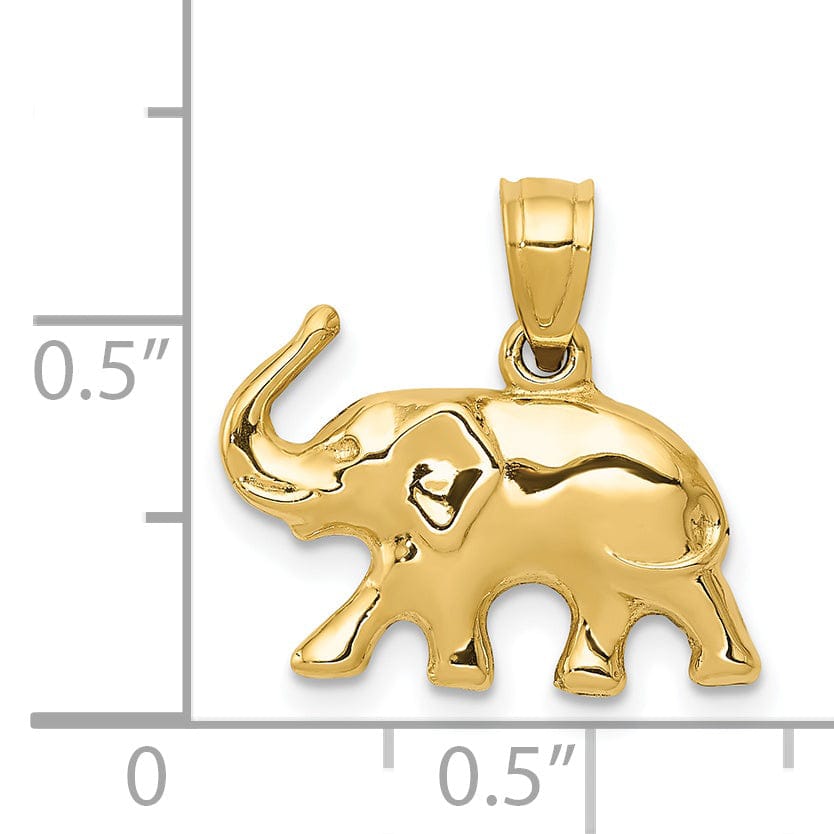 Lovely Rita's Pendants & Charms 14k Yellow Gold Polished Finish 3-Dimensional Elephant Charm Pendant