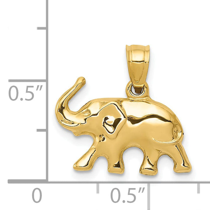 Lovely Rita's Pendants & Charms 14k Yellow Gold Polished Finish 3-Dimensional Elephant Charm Pendant