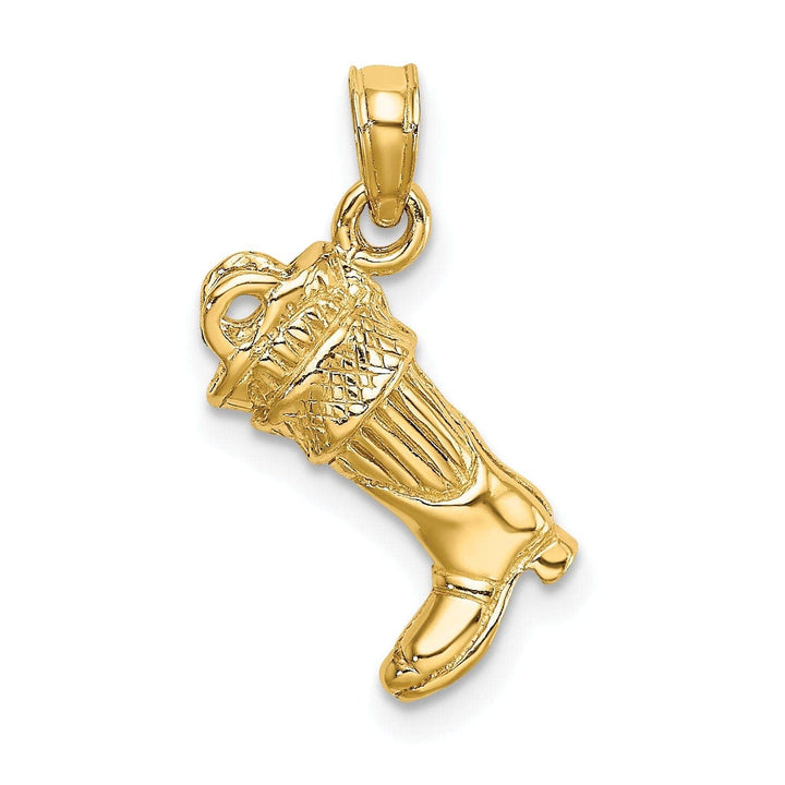 Lovely Rita's Pendants & Charms 14k Yellow Gold Polished Finish 3-Dimensional Firefighter Boot Charm Pendant