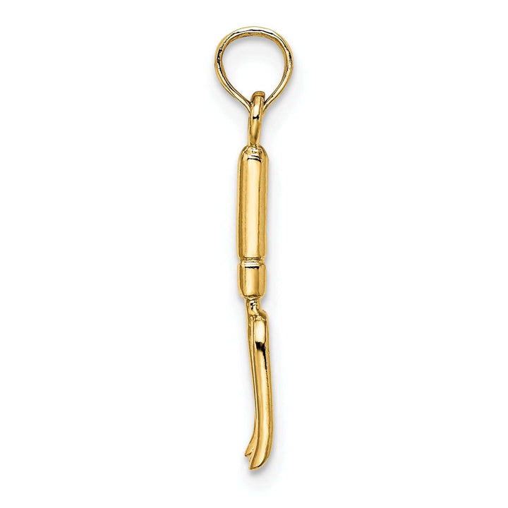 Lovely Rita's Pendants & Charms 14K Yellow Gold Polished Finish 3-Dimensional Garden Hand Held Fork Rake Tool Charm Pendant