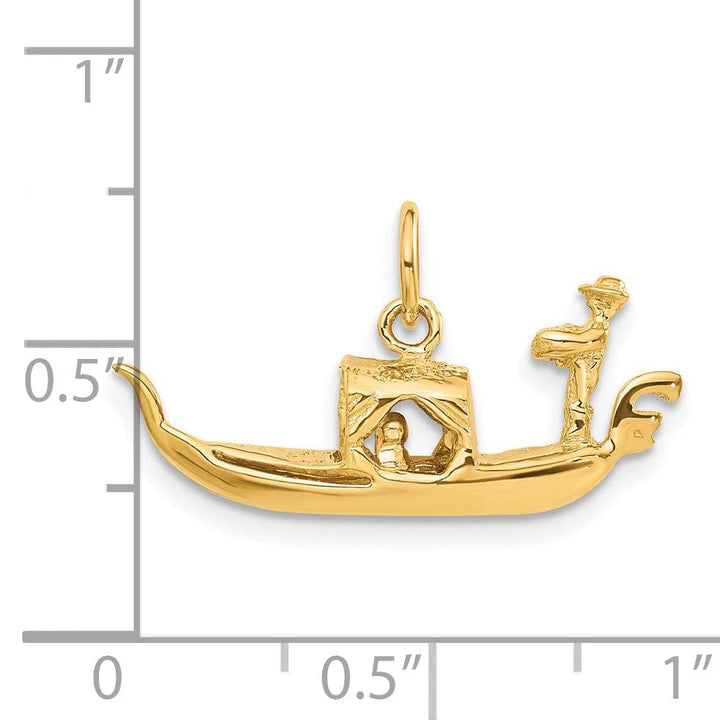 Lovely Rita's Pendants & Charms 14K Yellow Gold Polished Finish 3-Dimensional Gondola Charm Pendant
