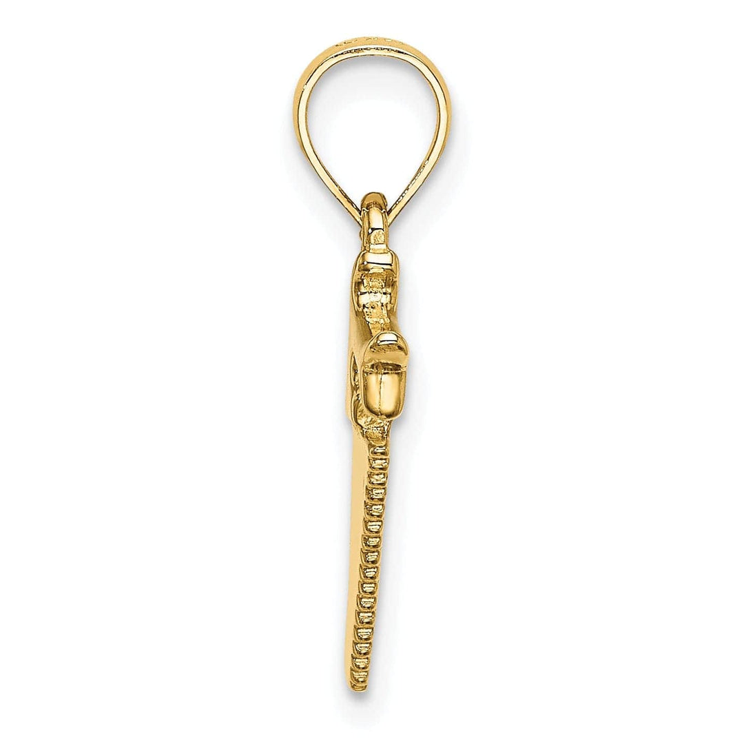 Lovely Rita's Pendants & Charms 14K Yellow Gold Polished Finish 3-Dimensional Hand Wood Saw Charm Pendant
