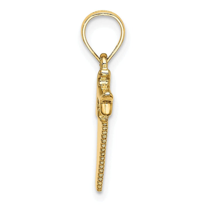 Lovely Rita's Pendants & Charms 14K Yellow Gold Polished Finish 3-Dimensional Hand Wood Saw Charm Pendant