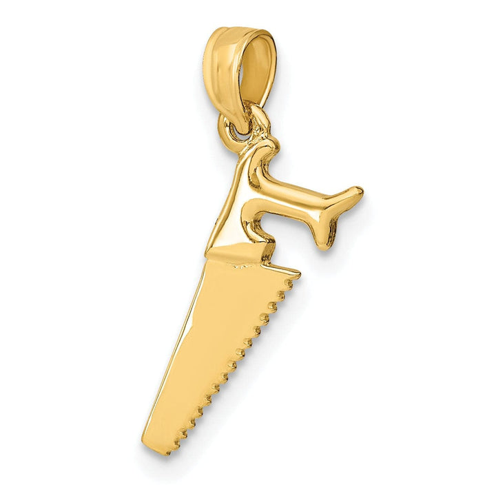 Lovely Rita's Pendants & Charms 14K Yellow Gold Polished Finish 3-Dimensional Hand Wood Saw Charm Pendant