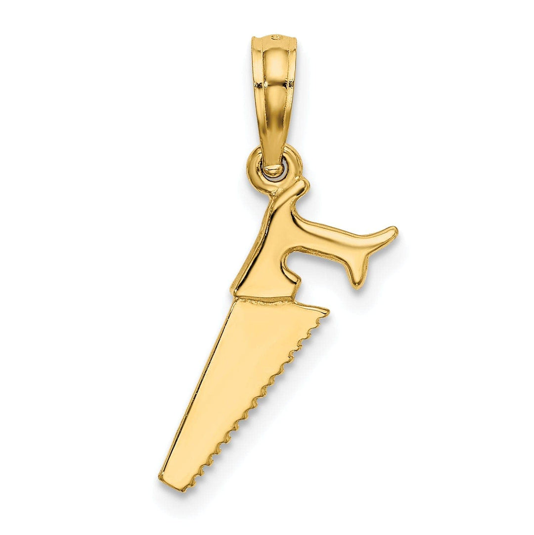 Lovely Rita's Pendants & Charms 14K Yellow Gold Polished Finish 3-Dimensional Hand Wood Saw Charm Pendant
