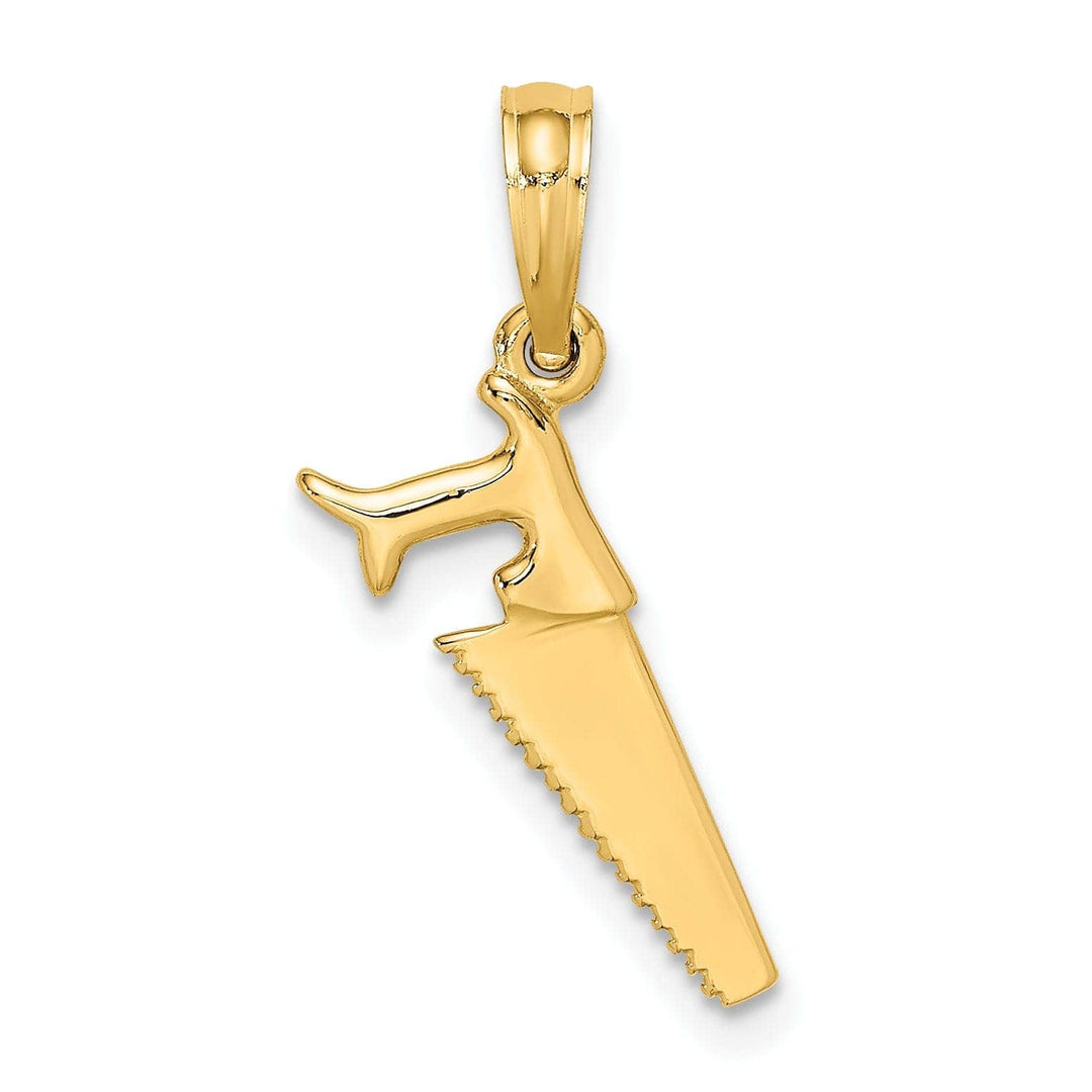 Lovely Rita's Pendants & Charms 14K Yellow Gold Polished Finish 3-Dimensional Hand Wood Saw Charm Pendant