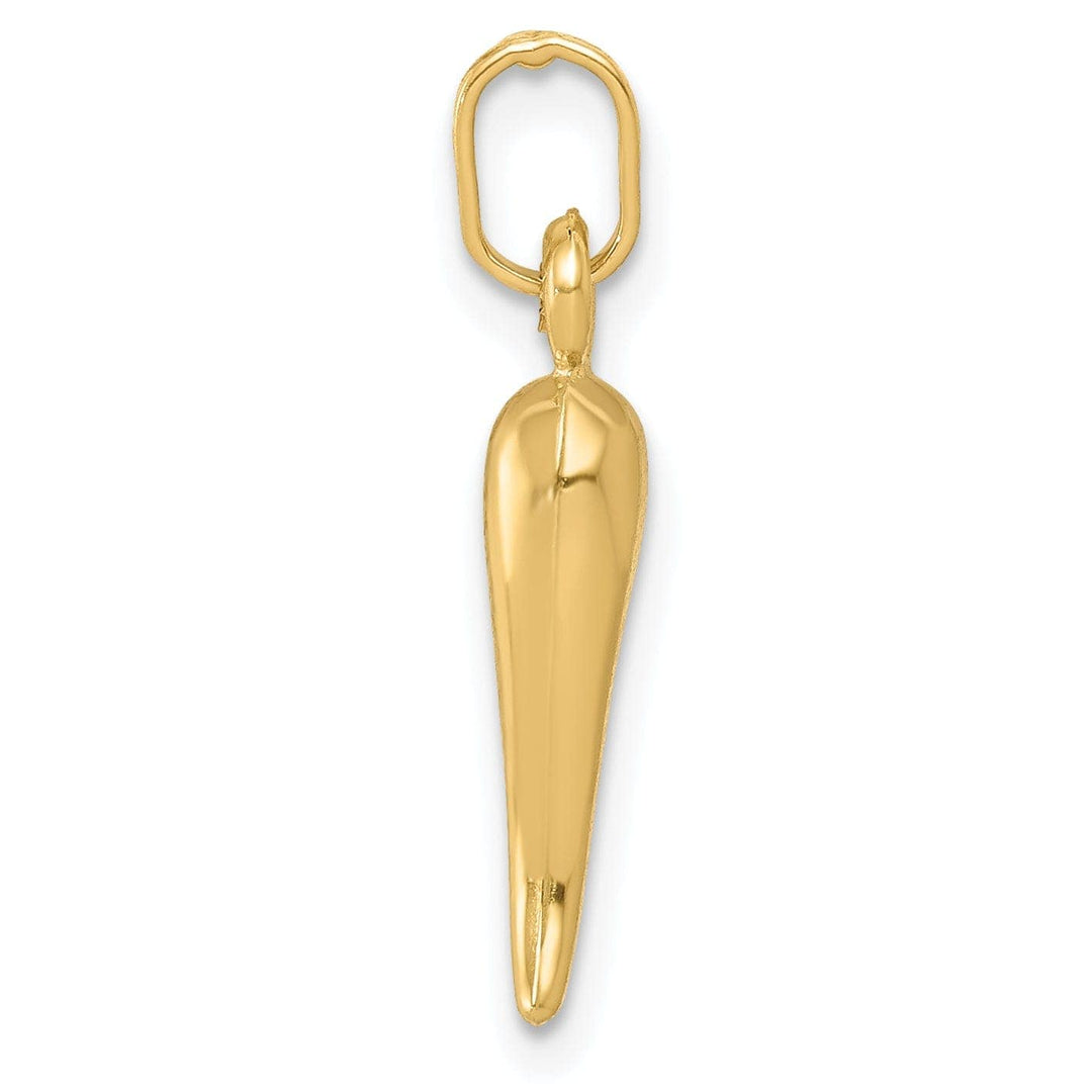 Lovely Rita's Pendants & Charms 14k Yellow Gold Polished Finish 3-Dimensional Hollow Italian Horn Charm Pendant