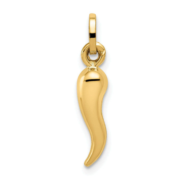 Lovely Rita's Pendants & Charms 14k Yellow Gold Polished Finish 3-Dimensional Hollow Italian Horn Charm Pendant