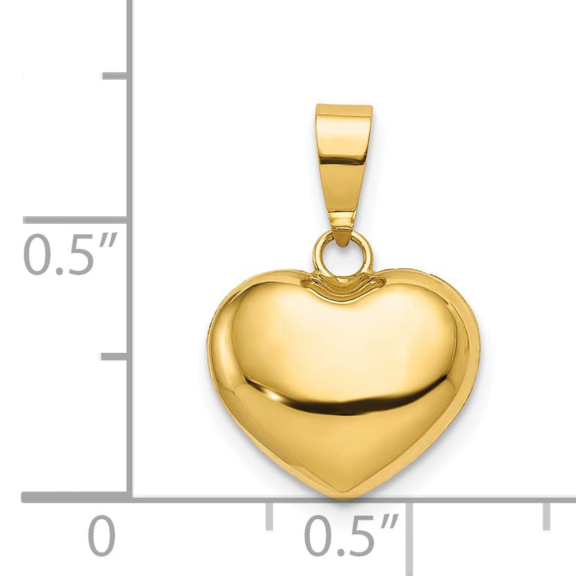 Lovely Rita's Pendants & Charms 14K Yellow Gold Polished Finish 3 Dimensional Hollow Puffed Heart Design Charm Pendant