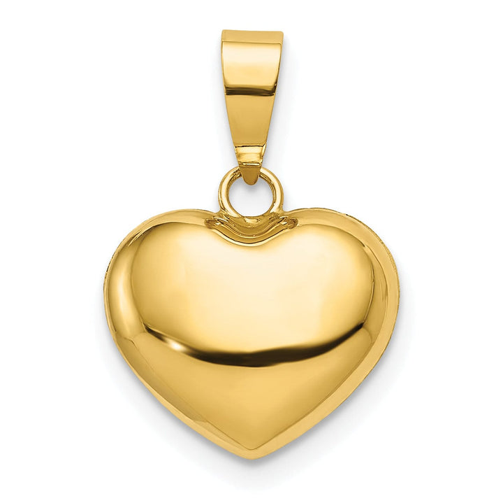 Lovely Rita's Pendants & Charms 14K Yellow Gold Polished Finish 3 Dimensional Hollow Puffed Heart Design Charm Pendant